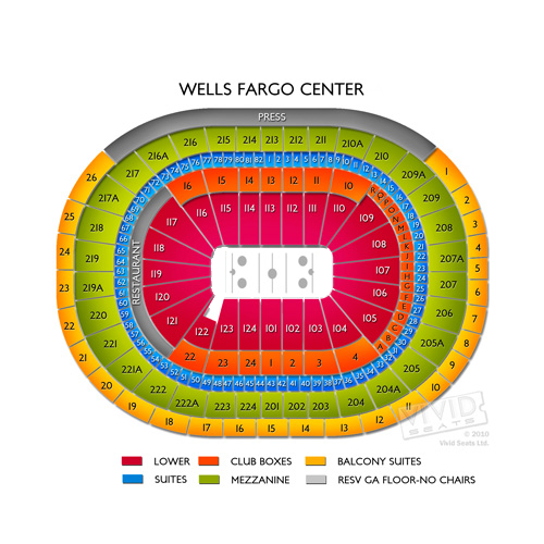 detailed wells fargo center seating chart with seat numbers